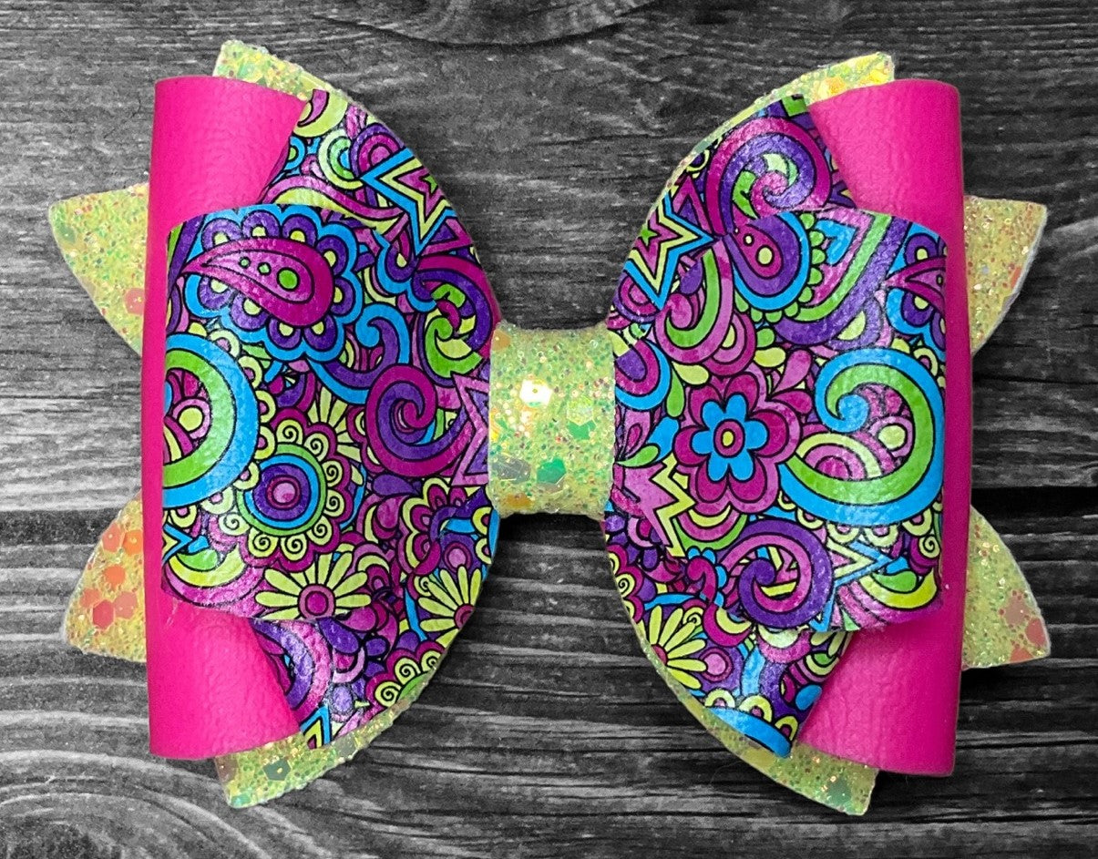4" Bright Colored Paisley Hair Bow