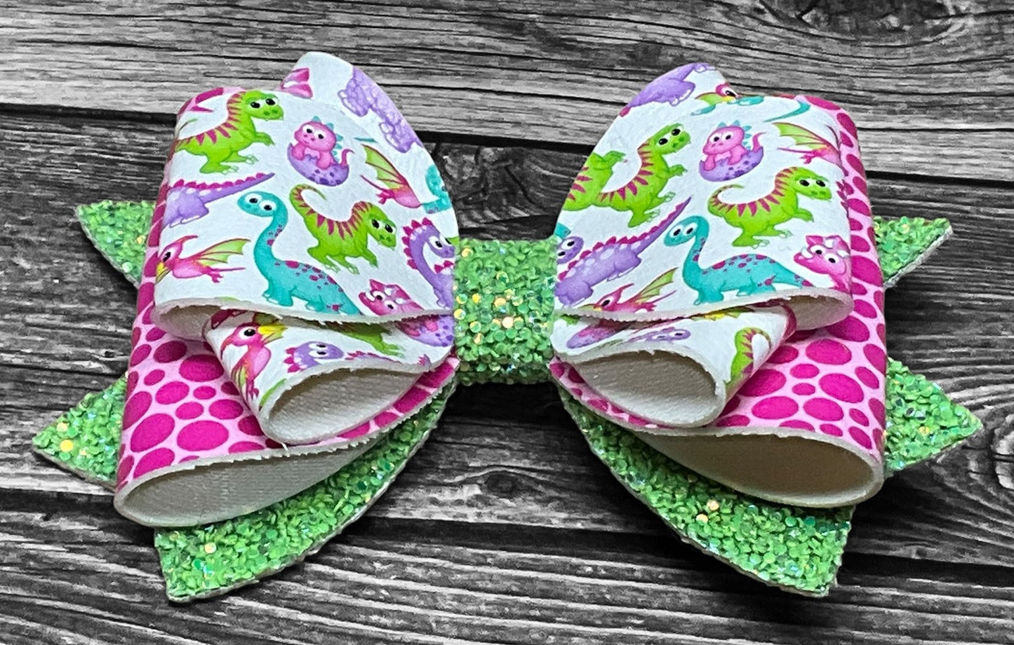 4" Bright Dinosaurs Hair Bow