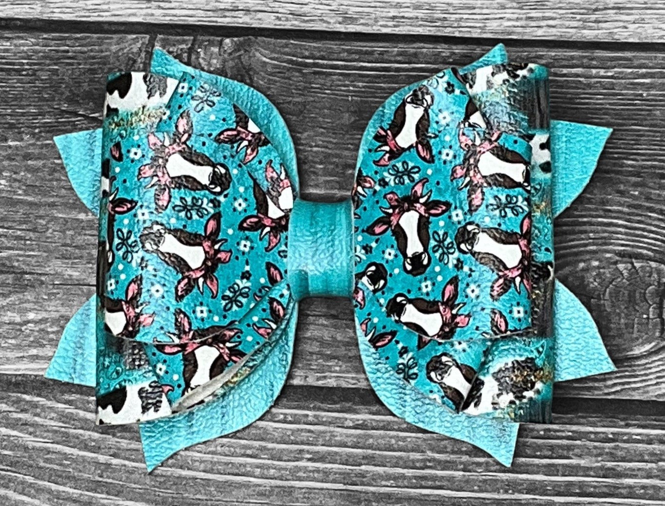 4" Cow in Bandana Hair Bow