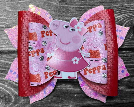 4" Peppa Pig Hair Bow