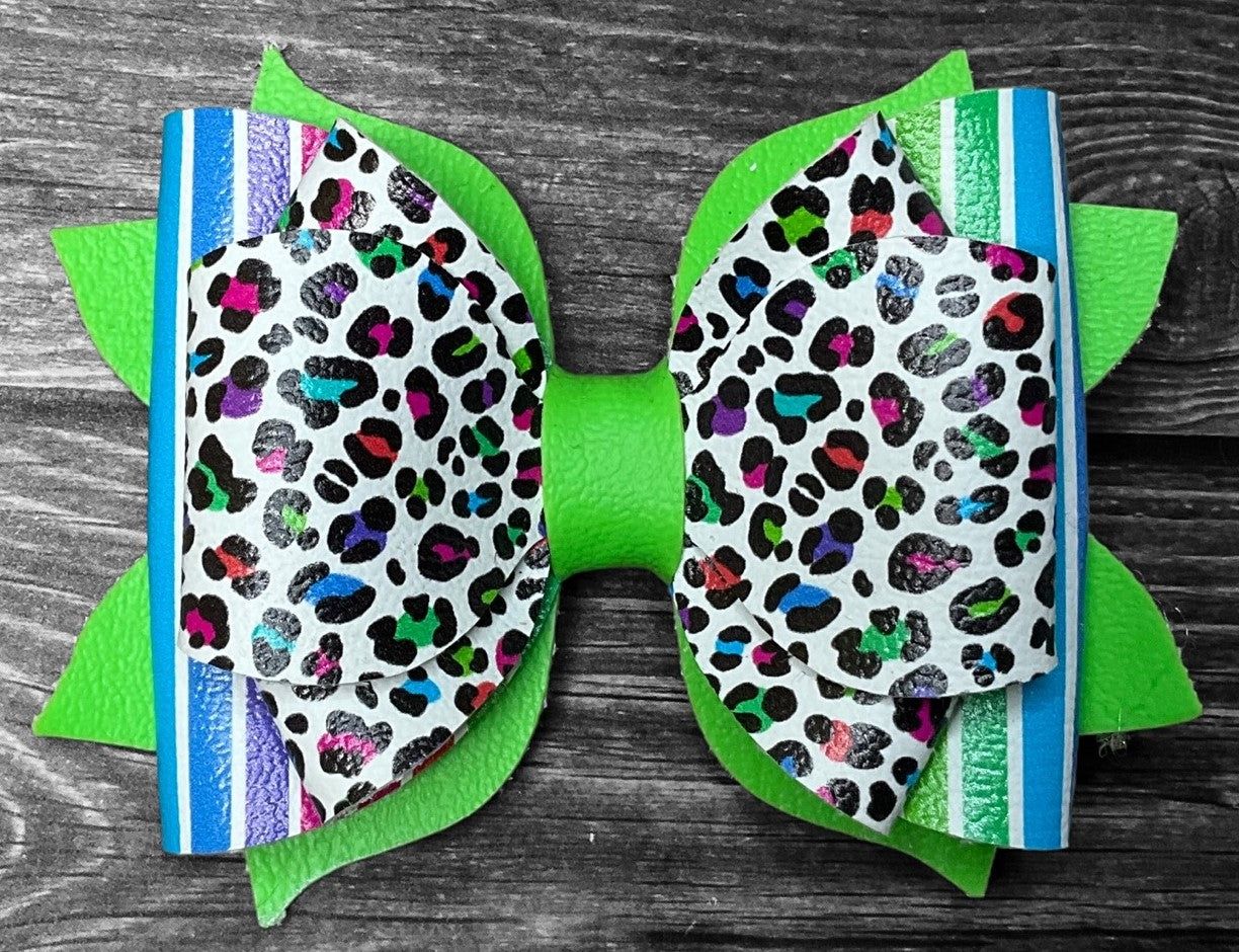 4" Neon Cheetah Hair Bow