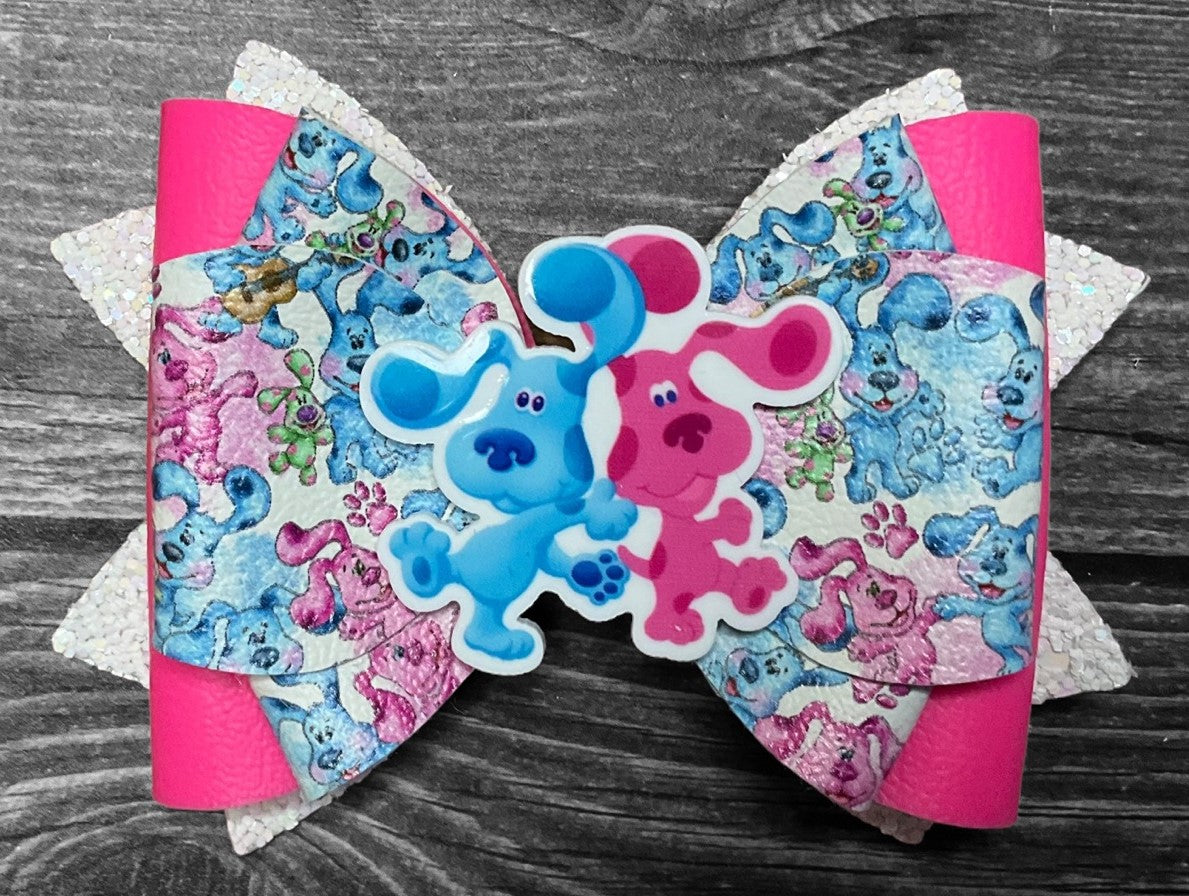 4" Blue and Magenta Hair Bow