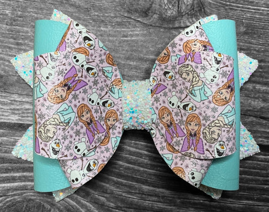 4" Frozen Anna & Elsa Hair Bow