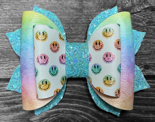 4" Smiley Faces Hair Bow