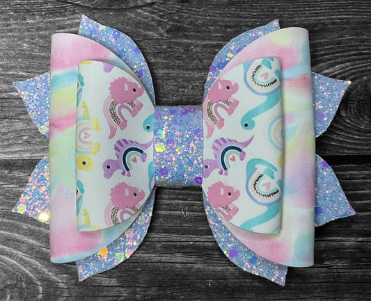 4" Pastel Dinosaurs Hair Bow