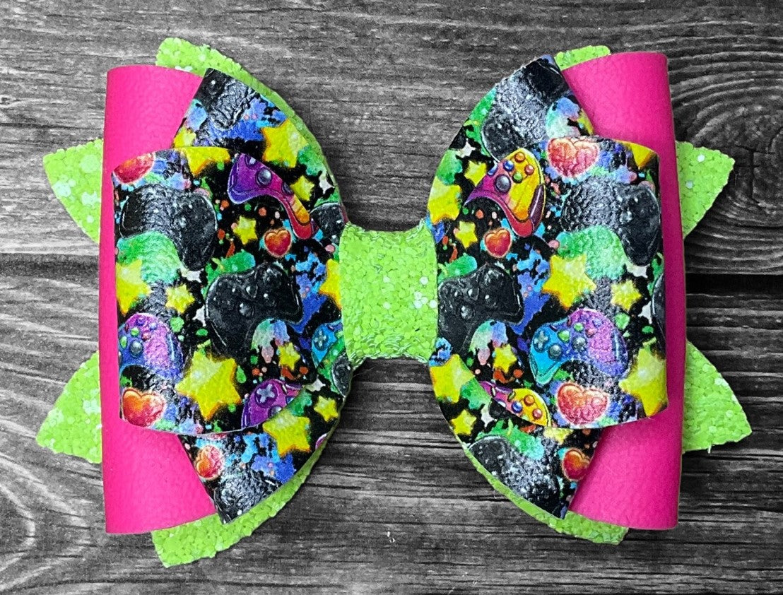 4"  Bright Colored Gamer Hair Bow