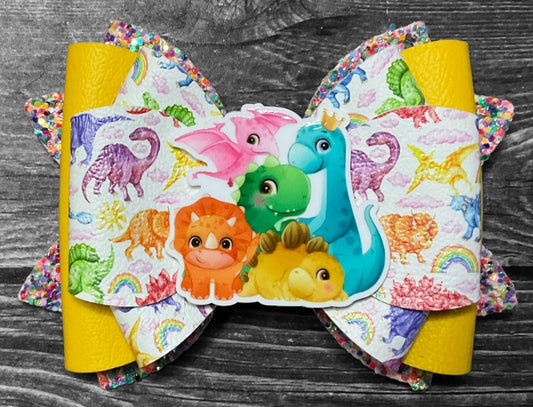 4" Colorful Dinosaurs Hair Bow