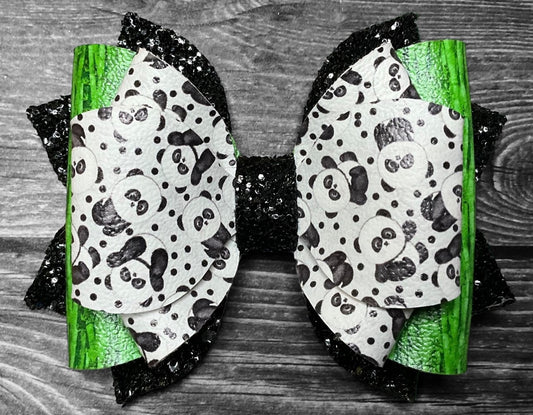 4" Panda Bear Hair Bow