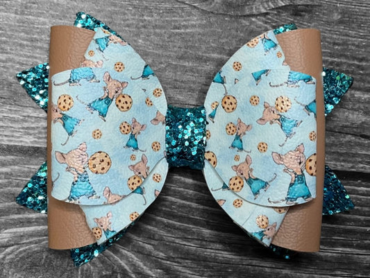 4" Mouse and Cookie Hair Bow