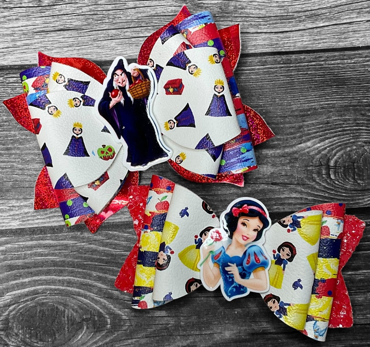 4" Snow White & Evil Queen Hair Bow