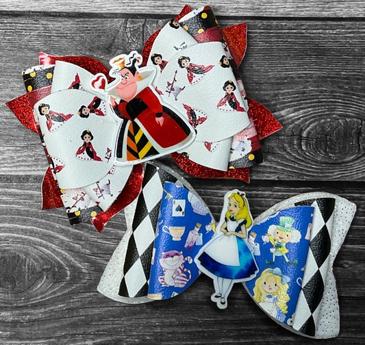 4" Alice & Queen of Hearts Hair Bow